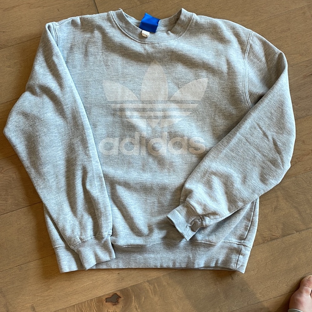 adidas Gray Trefoil Logo Crewneck Sweatshirt